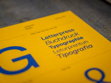 A print sample showing letters and typography